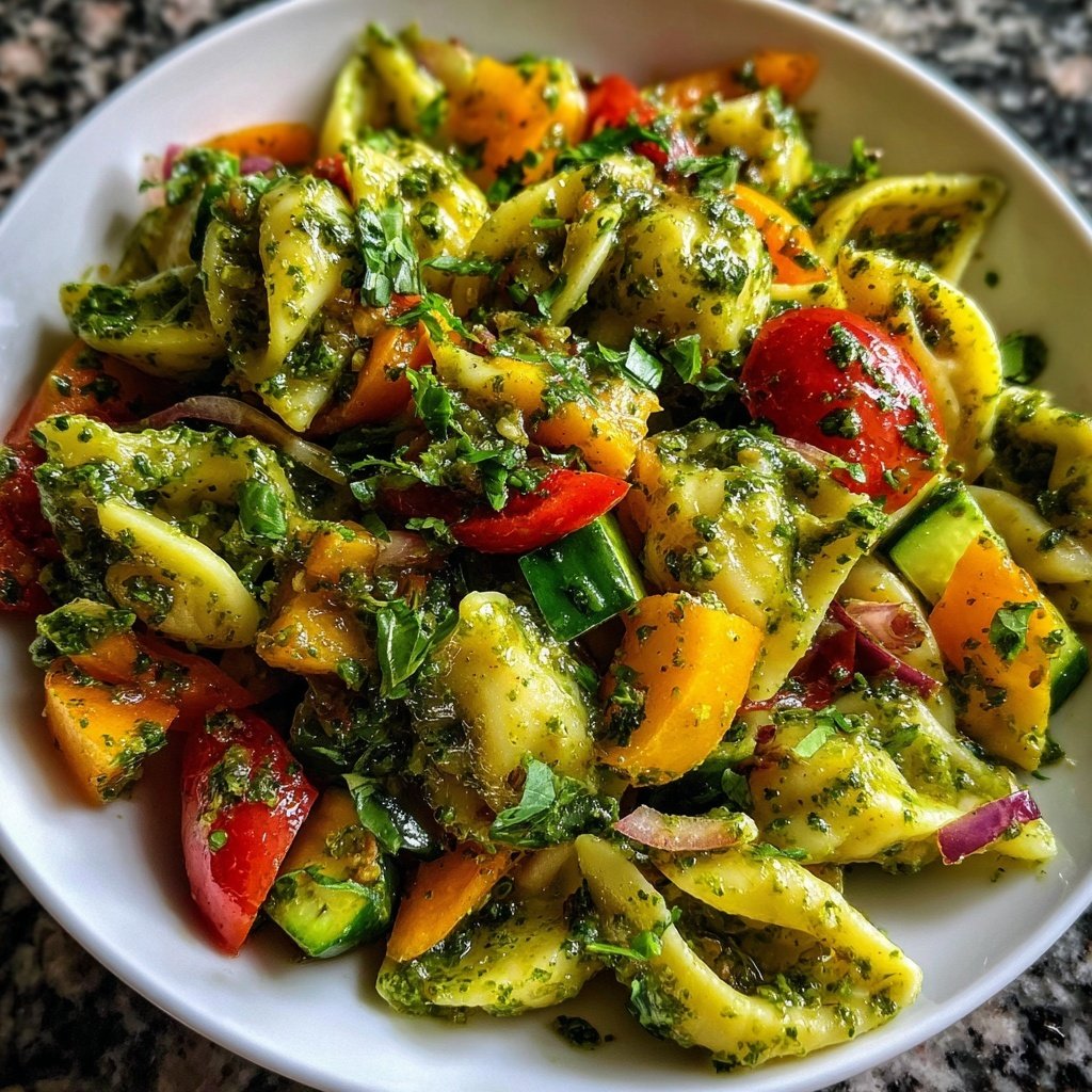 Mediterraner Nudelsalat Mit Pesto