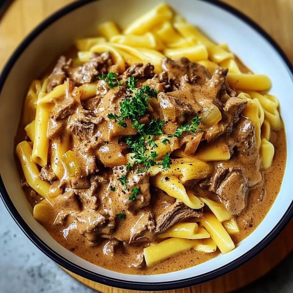 Einfaches Rindergeschnetzeltes Stroganoff