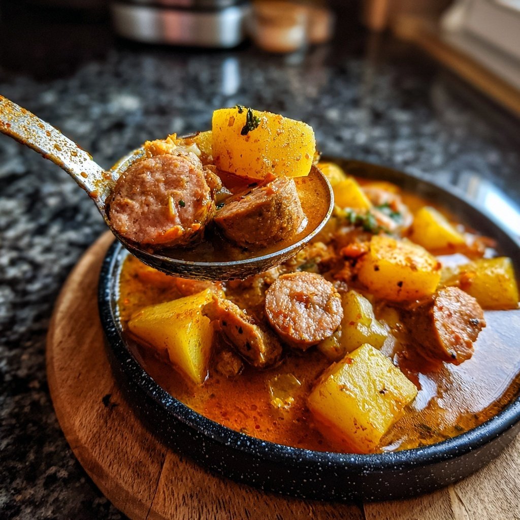 Kartoffelgulasch mit Würstchen