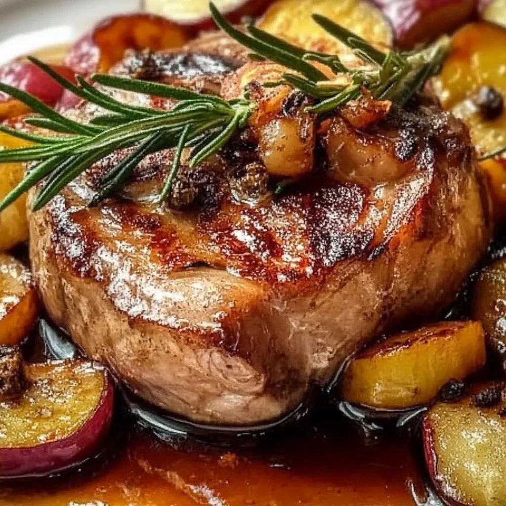 Schweinefilet mit Äpfeln und Zwiebeln