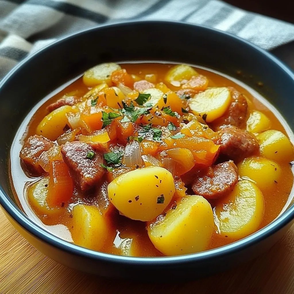 Kartoffelgulasch mit Würstchen